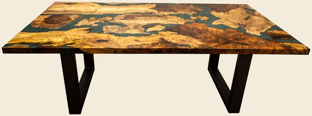 Myrtle Burl Epoxy Dining Table, Myrtle Burl