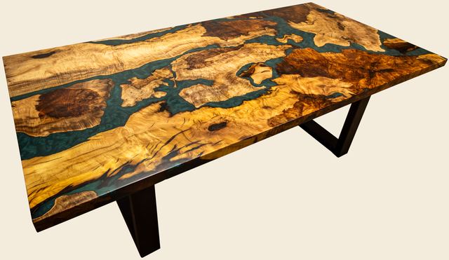 Myrtle Burl Long Dining Table, Myrtle Burl