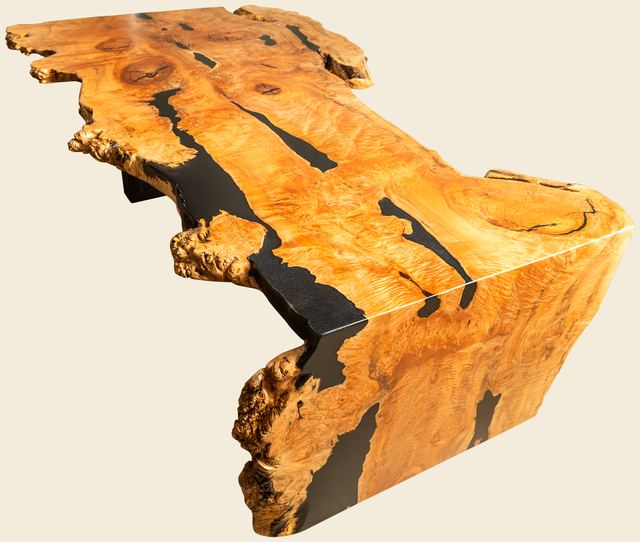 Maple Burl Waterfall Table, Maple Burl