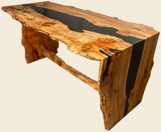 Maple Burl River Waterfall Table, Maple Burl