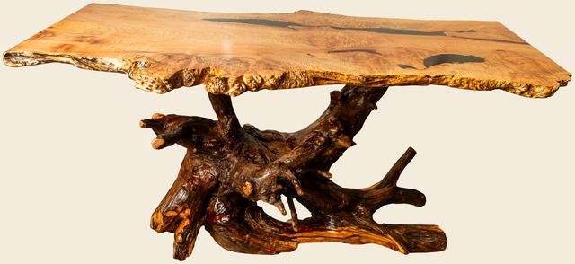 Maple Burl Sofa Table, Maple Burl