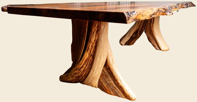 Maple Burl Dining Table on Juniper, Maple Burl