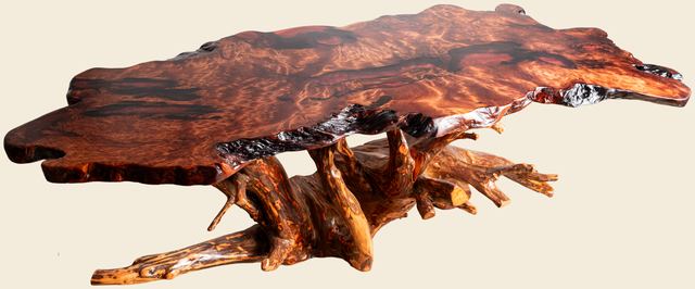 Redwood Burl Console on Roots, Redwood Burl