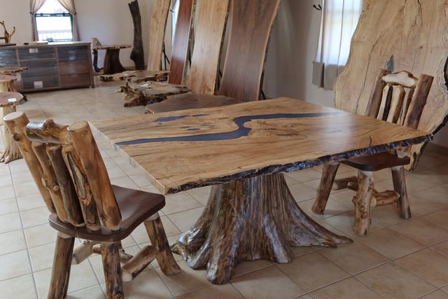 Spalted Maple River Dining Set, Spalted Maple