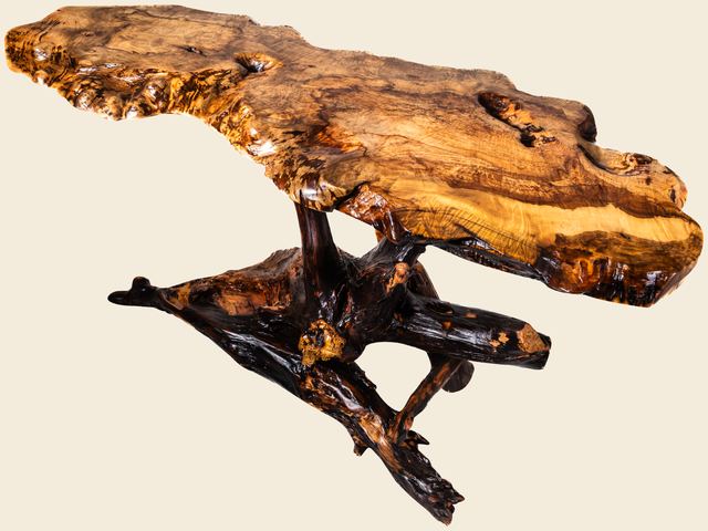 Myrtle Burl Sofa Table, Myrtle Burl